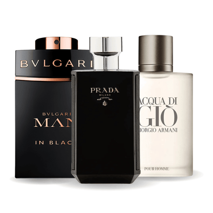 3 parfüm kombináció | Bvlgari In Black, Giorgio Armani Acqua Di Gio, L'Homme Prada Intense 100ml