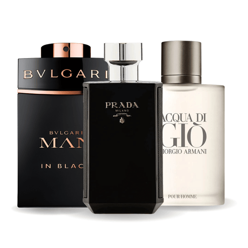 3 parfüm kombináció | Bvlgari In Black, Giorgio Armani Acqua Di Gio, L'Homme Prada Intense 100ml