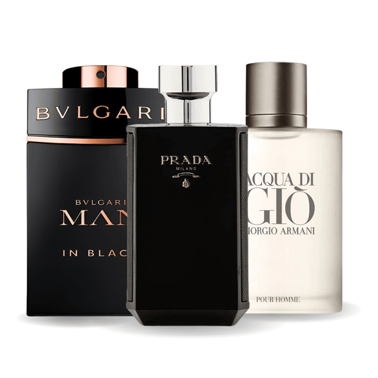 3 parfüm kombináció | Bvlgari In Black, Giorgio Armani Acqua Di Gio, L'Homme Prada Intense 100ml