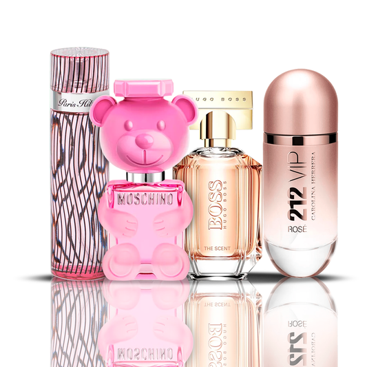 4 parfüm kombináció| 212 VIP Rose + Moschino Bubble Gum + Hugo Boss The Scent + Paris Hilton 100ML