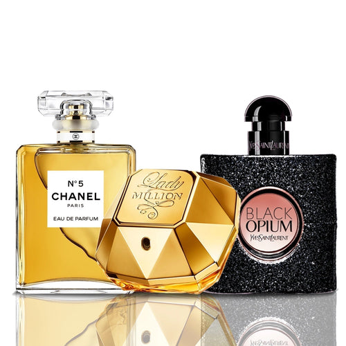 3 parfüm kombináció | Chanel N°5 + Lady Million + Black Opium 100ML