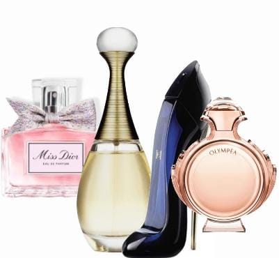 4 parfüm kombináció | Miss Dior + J'adore + Good Girl + Olympéa - 100ml